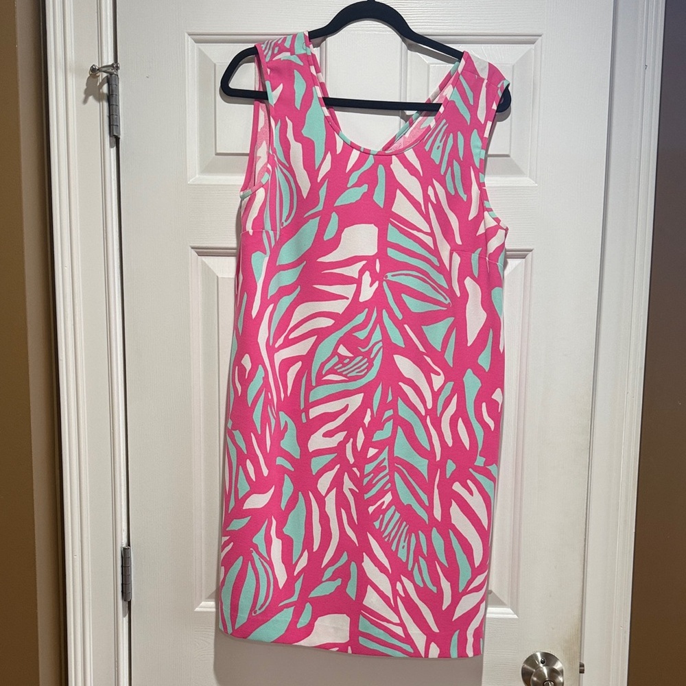 Lilly Pulitzer Sleeveless Pink & Mint Leaf-Print Shift Dress